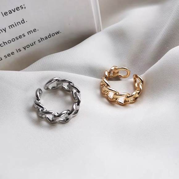 Vermeil Link Chain Ring 925 sterling silver Gold - Picture 13 of 16